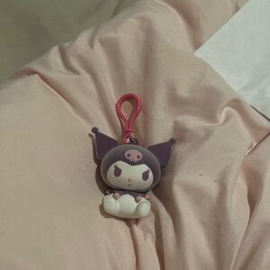 Purple and Pink Exclusive Sanrio Flocked Collection Kuromi Keychain